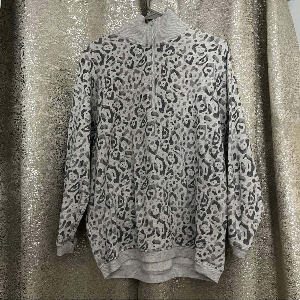 Aerie Good Vibes Leopard Quarter Zip